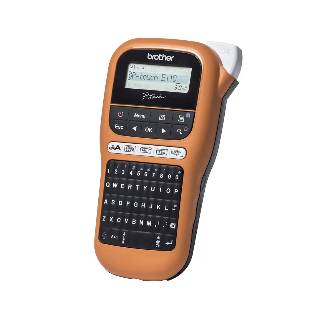 طابعة ملصقات براذر ، برتقالي - PT-E110VP