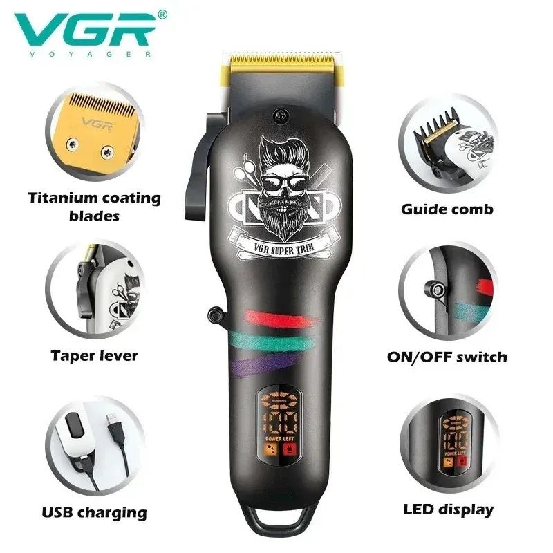 طقم قص الشعر في جي ار ، اسود - V-699+V-971