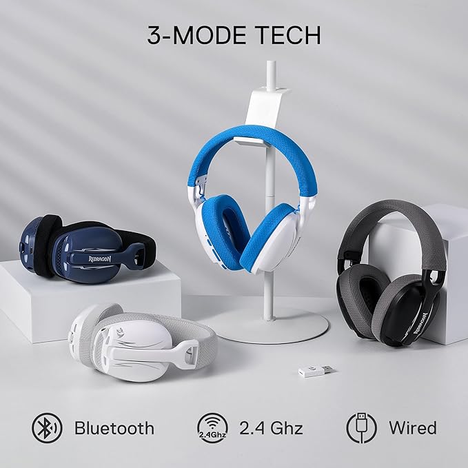Redragon Skuld Pro H878 Wired and Wireless Gaming Headset with Microphone , White Blue