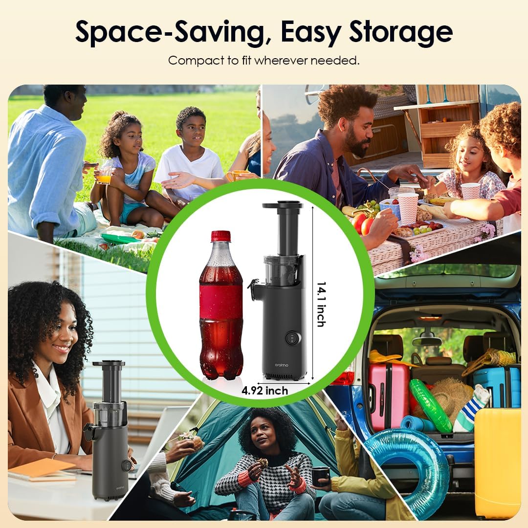 Oraimo EasyJuice Mini Portable Slow Juicer , 500 milliliter 130 Watt Black - OMJ-201A