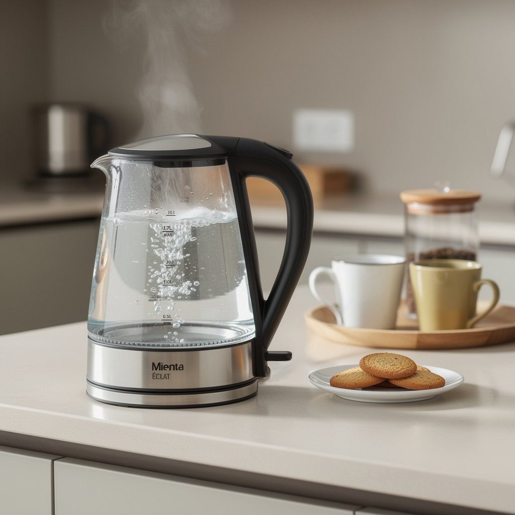 Mienta Eclat Electric Kettle , 1.7 Liter 2150 Watt , Silver Black - EK201320A