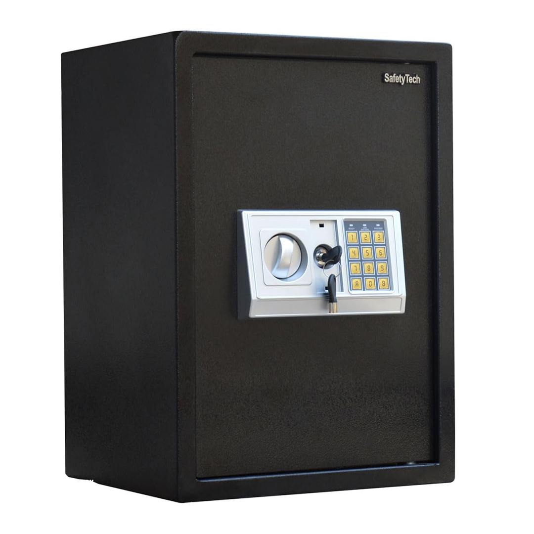 Safety Tech Digital Electronic with Key Lock Safe Box ,50 Liter ,Black Silver - GN50 EIA3