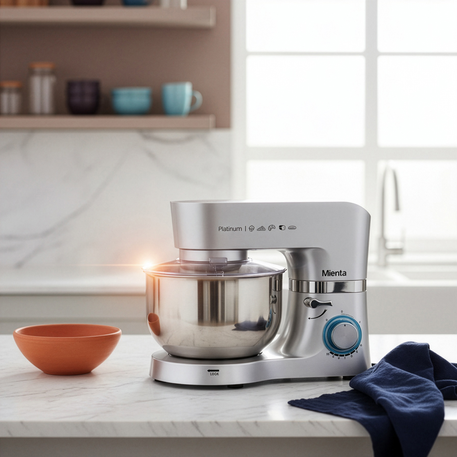 Mienta Platinum Kitchen Machine ,1300 Watt ,Silver - KM382