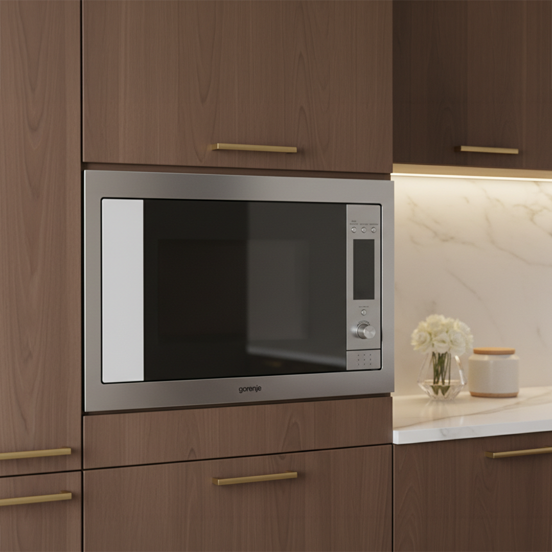 Gorenje Built In Microwave with Grill , 30 Liter 900 Watt , Stainless Steel - BM5350X