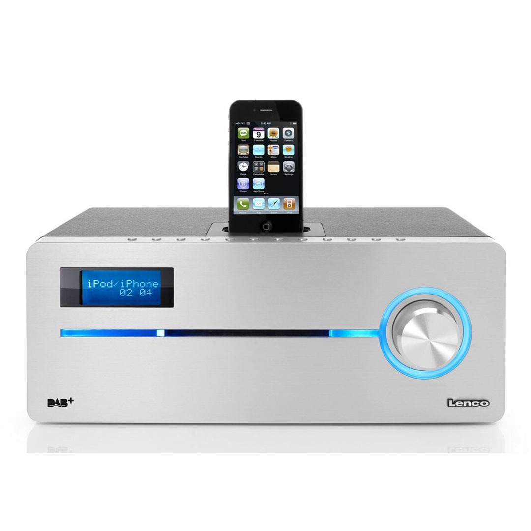 Lenco Wired and Wireless Speaker and Docking Station , Black Silver - IPD9000