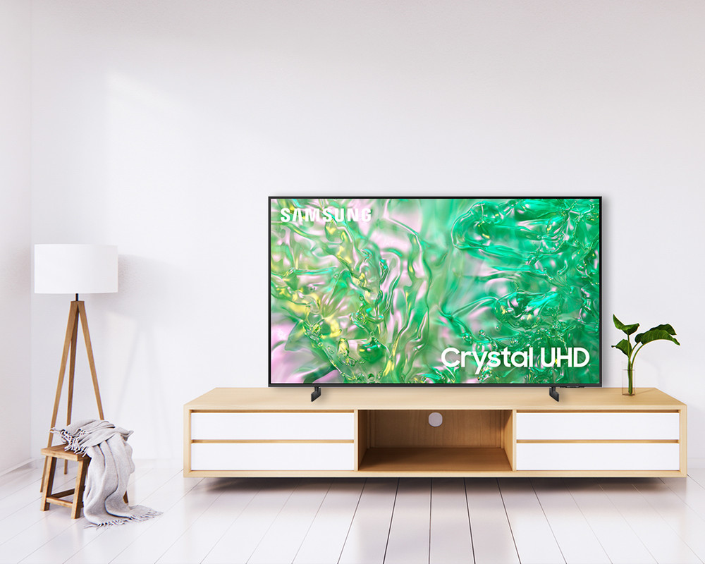 شاشة تلفزيون سامسونج سمارت  بدقة 4K UHD، وتقنية LED بريسيفر داخلي - DU8000 مع حامل حائط للتلفزيونات من اي تي اي مقاس (26:55) بوصة، اسود- TX40 (شامل خدمة التركيب), 50 بوصة