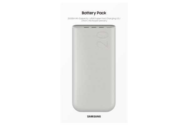 Samsung Wired Power Bank , 20000 mAh 3 Ports , Beige , EB-P4520XUEGWW