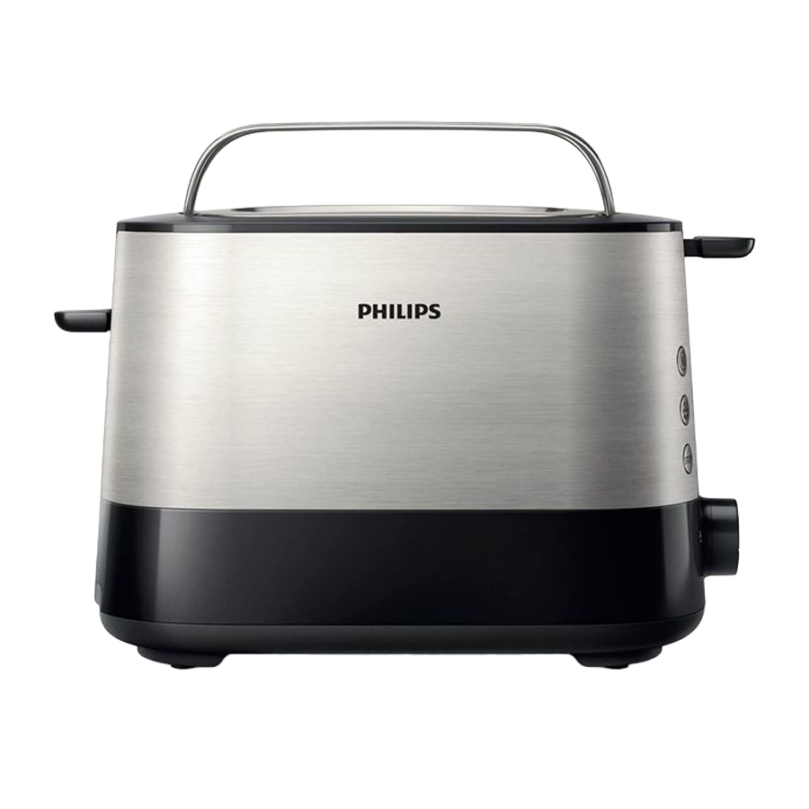 Philips Viva Collection Toaster , 2 Slices 1000 Watt Black Silver - Hd2637-91