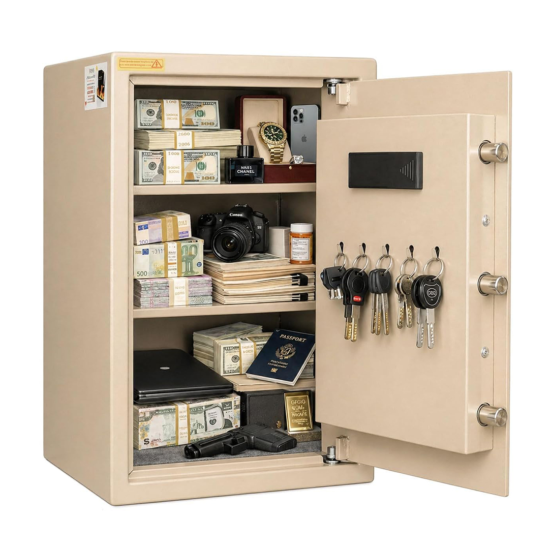 Safety Tech High Security Series Digital Electronic with Key Lock Safe Box ,50 Liter ,Beige - GN 50 EUD 3