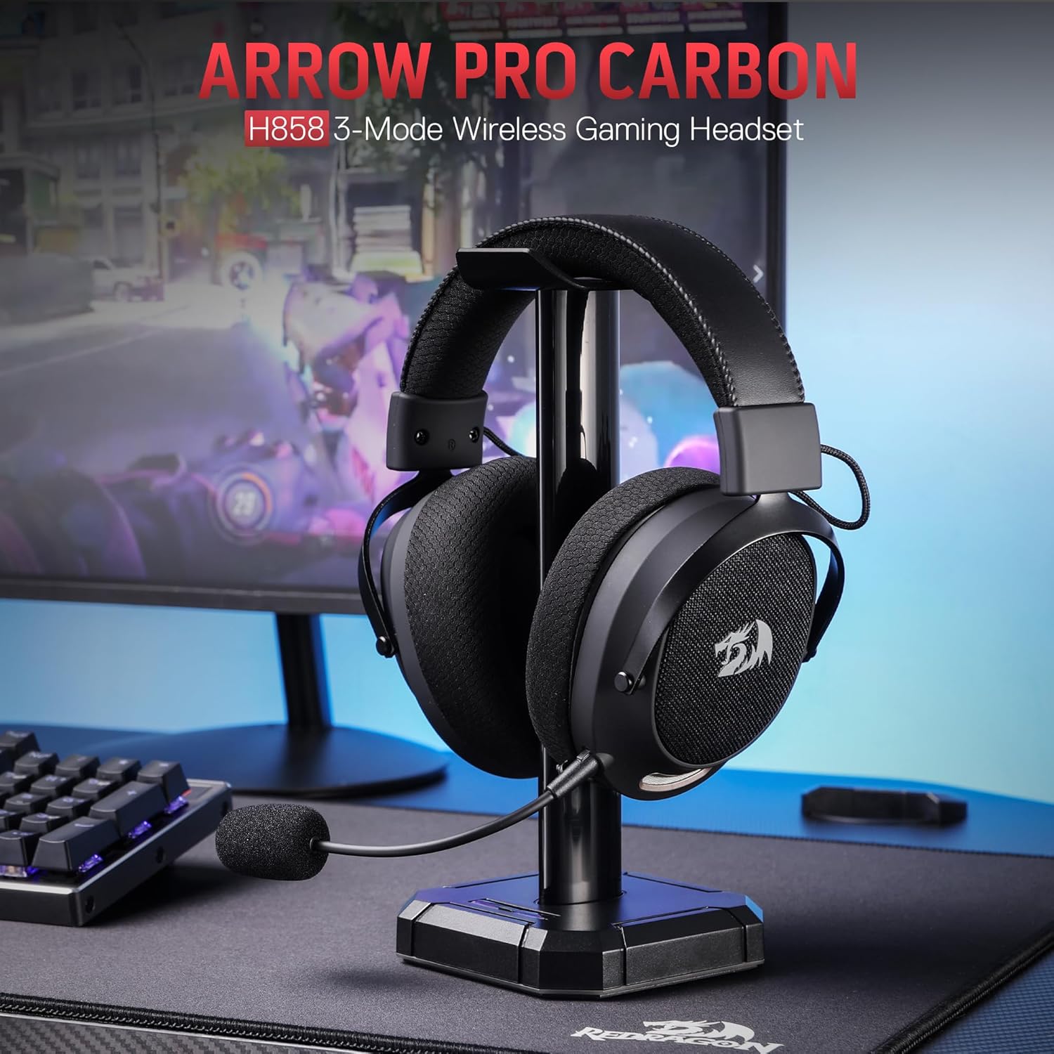 Redragon H858 Wired and Wireless Gaming Headset with Microphone , Grey