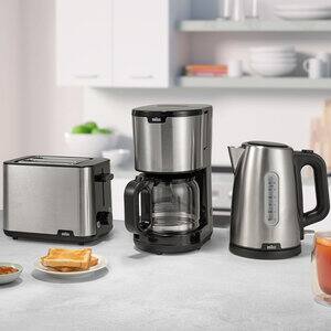 Braun PurShine Drip Coffee Maker , 10 cups 10 Cups 1000 Watt , Black Silver - KF1500
