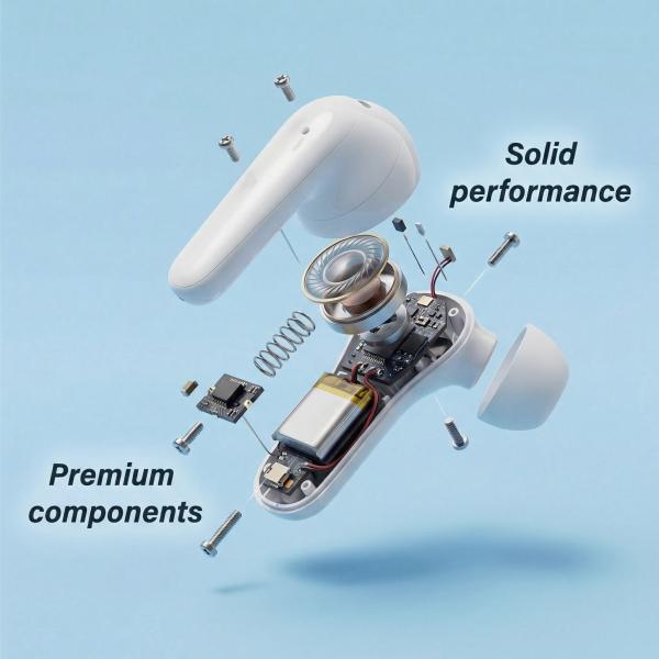 ZeroTech Earbuds , with Noise Cancellation and IPX4 water resistance , White Silver - ZPCE-B01i