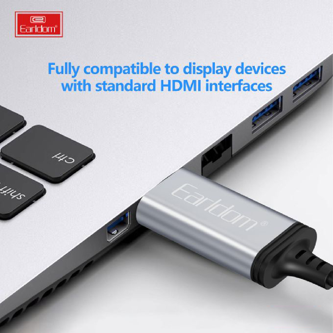 كابل HDMI إلي لايتنينج ايرلدوم ،اسود وفضي - W35