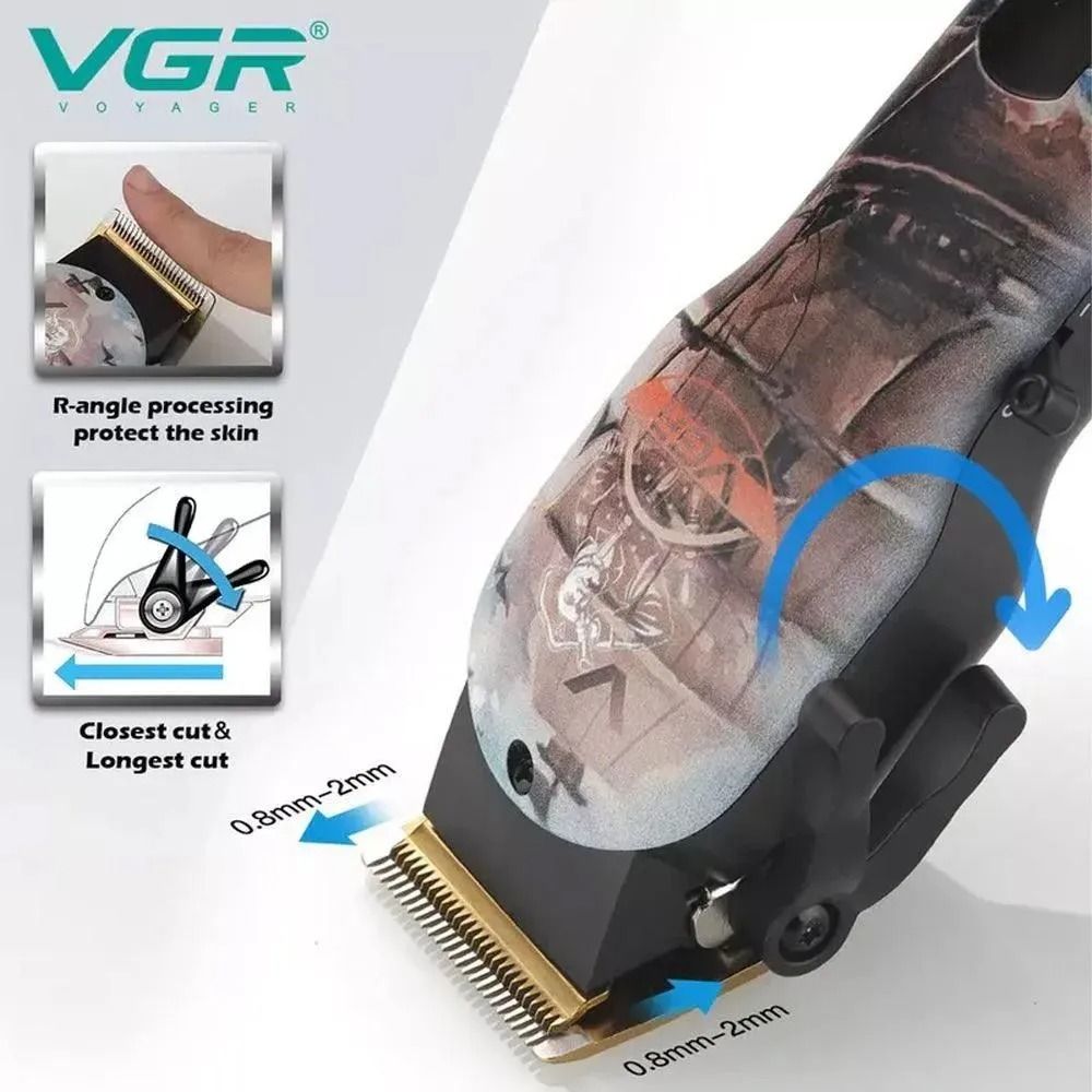 VGR Professional Rechargeable Hair Clipper with Attachments Dry , Multi Color - V-689