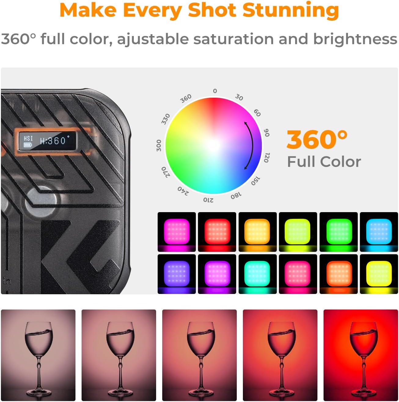 K&F Concept RGB Video Light ,Black - KF34.036