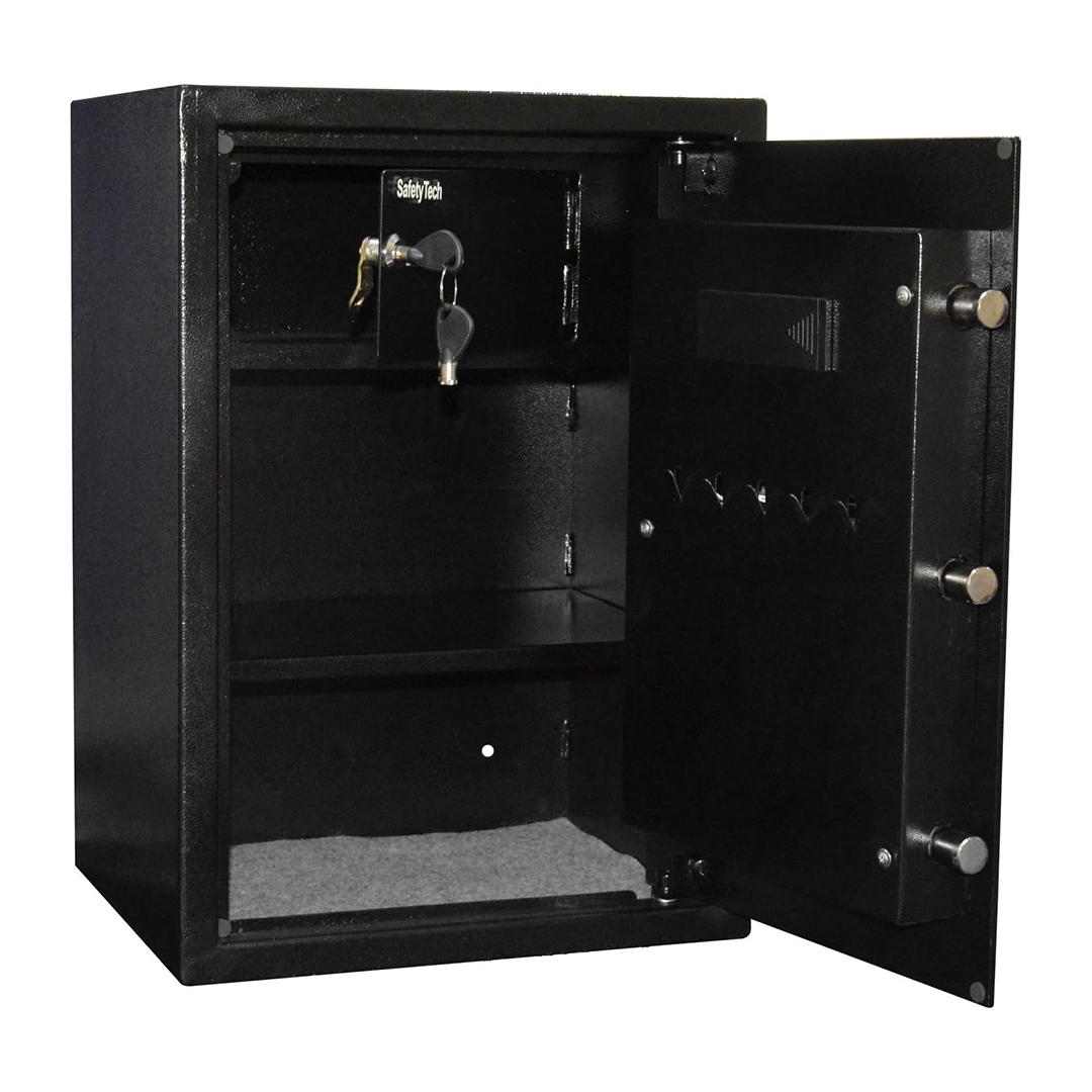 Safety Tech Digital Electronic with Key Lock Safe Box ,50 Liter ,Black Silver - GN50 EIA3