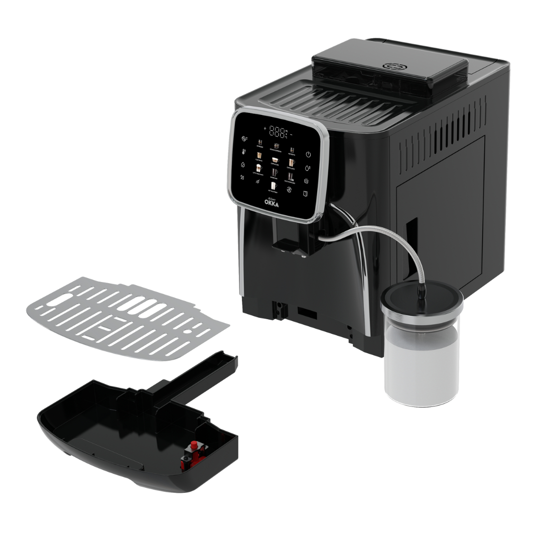 Arzum OKKA Pro M Espresso Machine , 1.8 Liter 2 Cups , Black Silver - OK0028-05