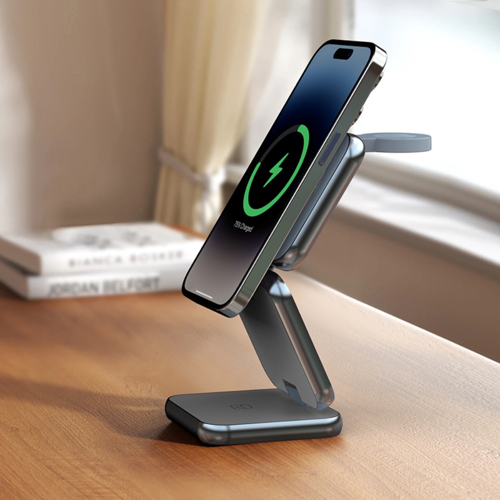 Nine S21 3-In-1 Wireless Charger , 15 Watt , Grey