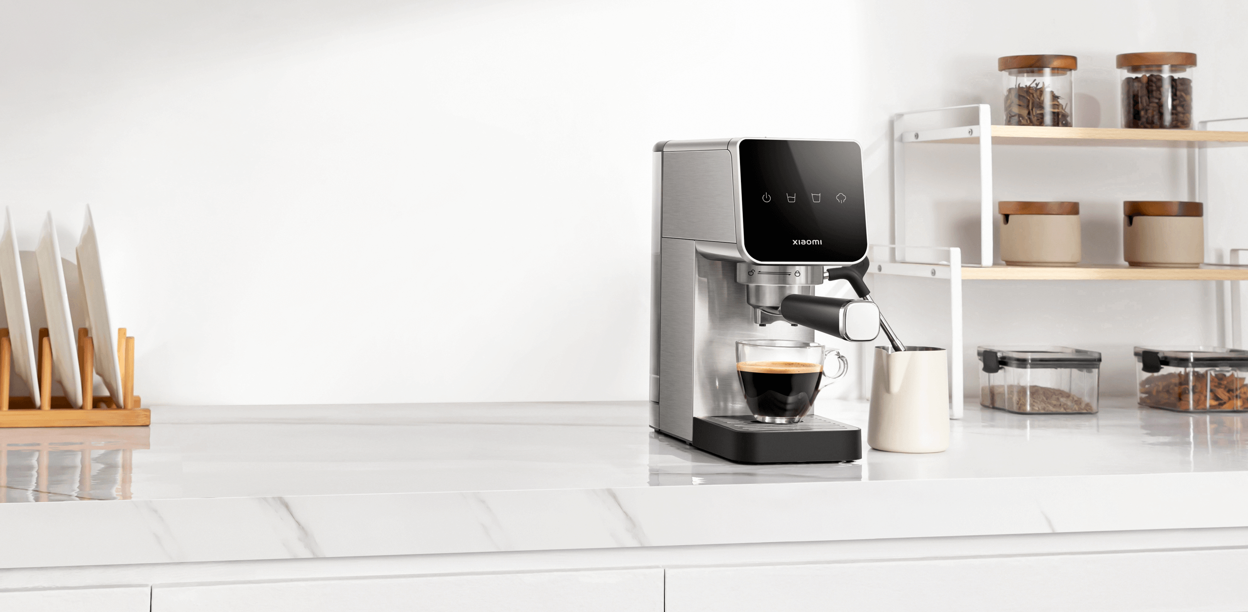 Xiaomi Semi-Automatic Espresso Machine , 0.9 Liter , Silver Black - CME003