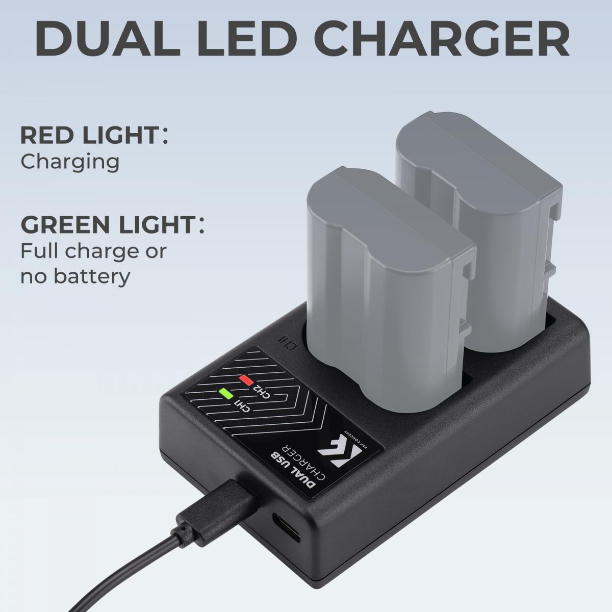 K&F Concept Camera Battery Charger forNikon EN-EL15، EN-EL15A، EN-EL15B ,Black - KF28.0006