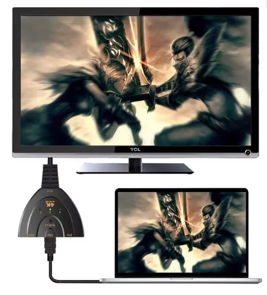 محول HDMI 3 في 1 غير محدد ،اسود