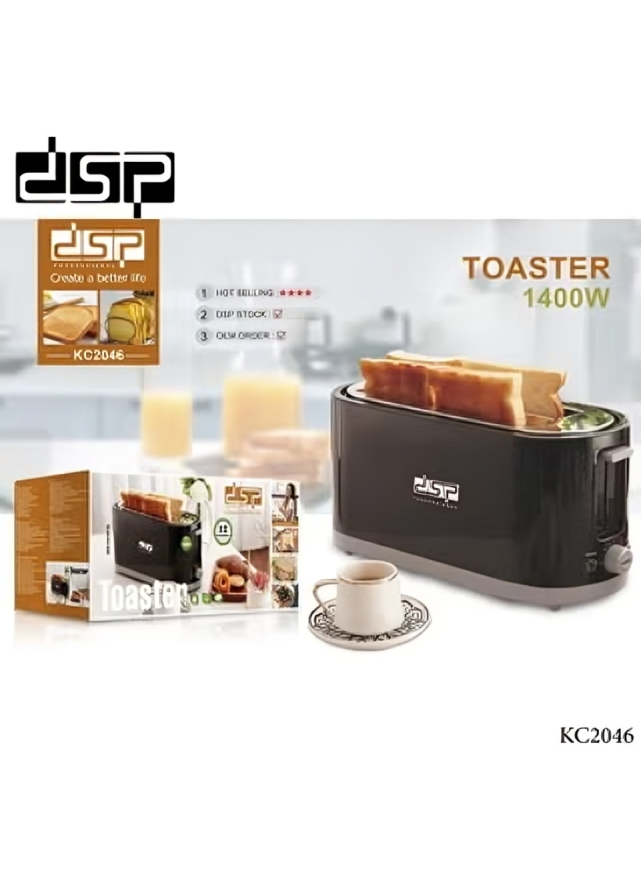 Dsp Toaster , 4 Slices 1400 Watt Black - KC2046