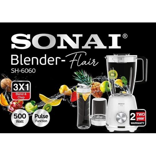 خلاط سوناي ، سعة 1.5 لتر ، 500 وات ، ابيض - SH-6060