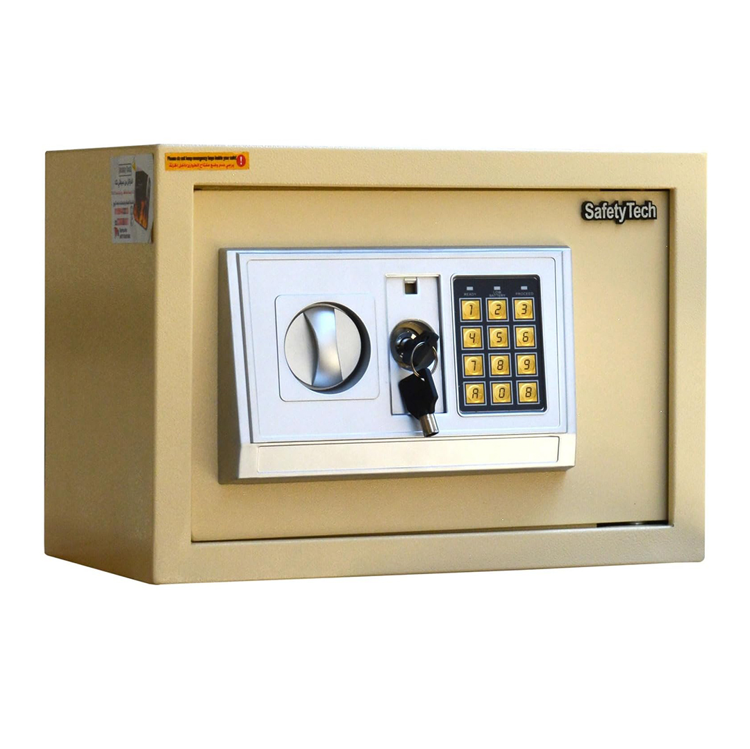 Safety Tech Digital Electronic with Key Lock Safe Box ,25 Liter ,Beige - GN25 EIA 607