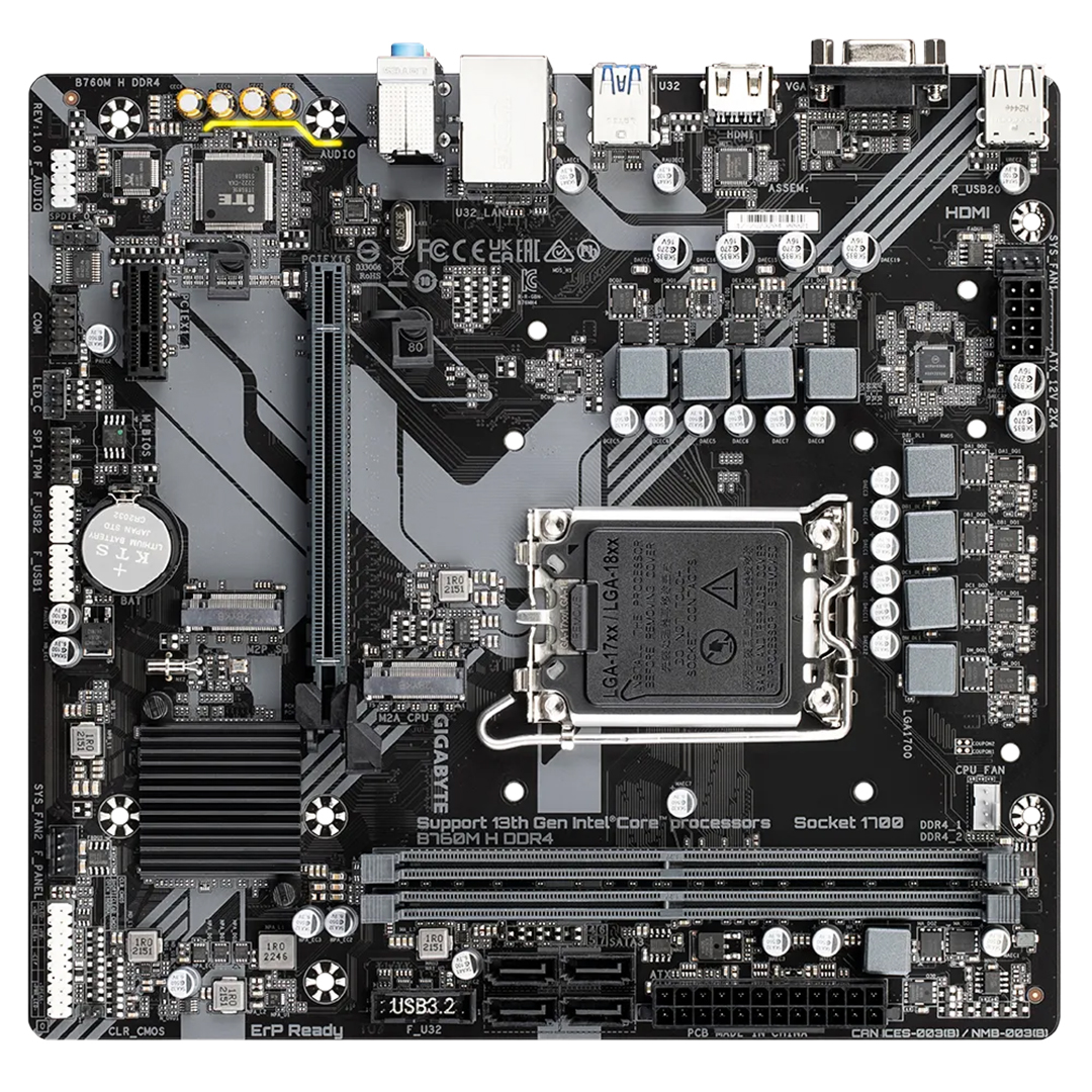 Gigabyte B760M H DDR4 Motherboard , Intel Black