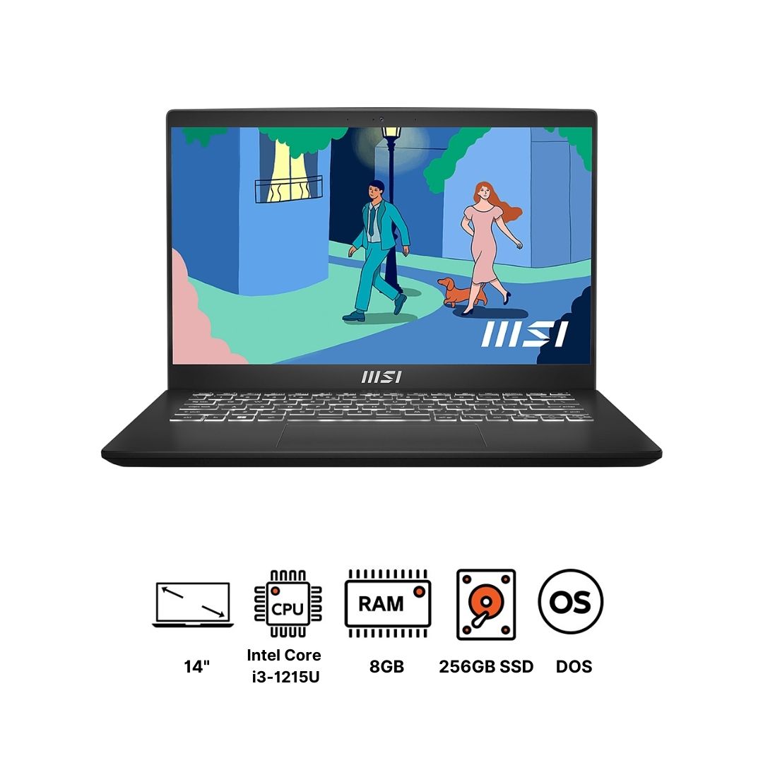 لاب توب ام اس اي Modern 14 - C12MO ، معالج انتل كور i3-1215U ، هارد 256 جيجا بايت ، رام 8 جيجا بايت ، كارت شاشة انتل UHD جرافيكس ،فري دوس