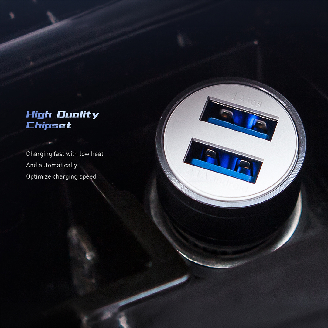 Recci Car Charger , 2 Ports , USB-A , 30 Watt , 5 Volt , Gray - RCC-N07