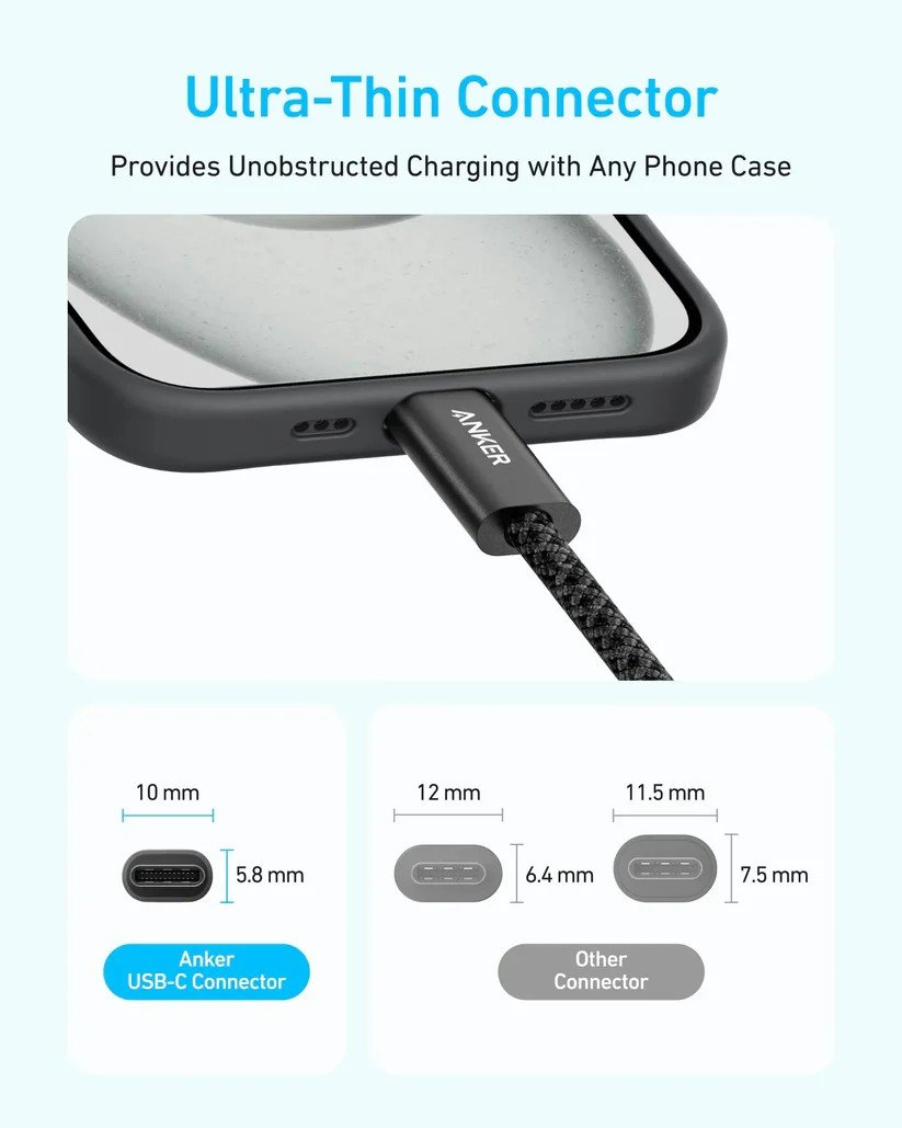 Anker Zolo Type C Mobile Cable 6 Feet Black - A8060H22