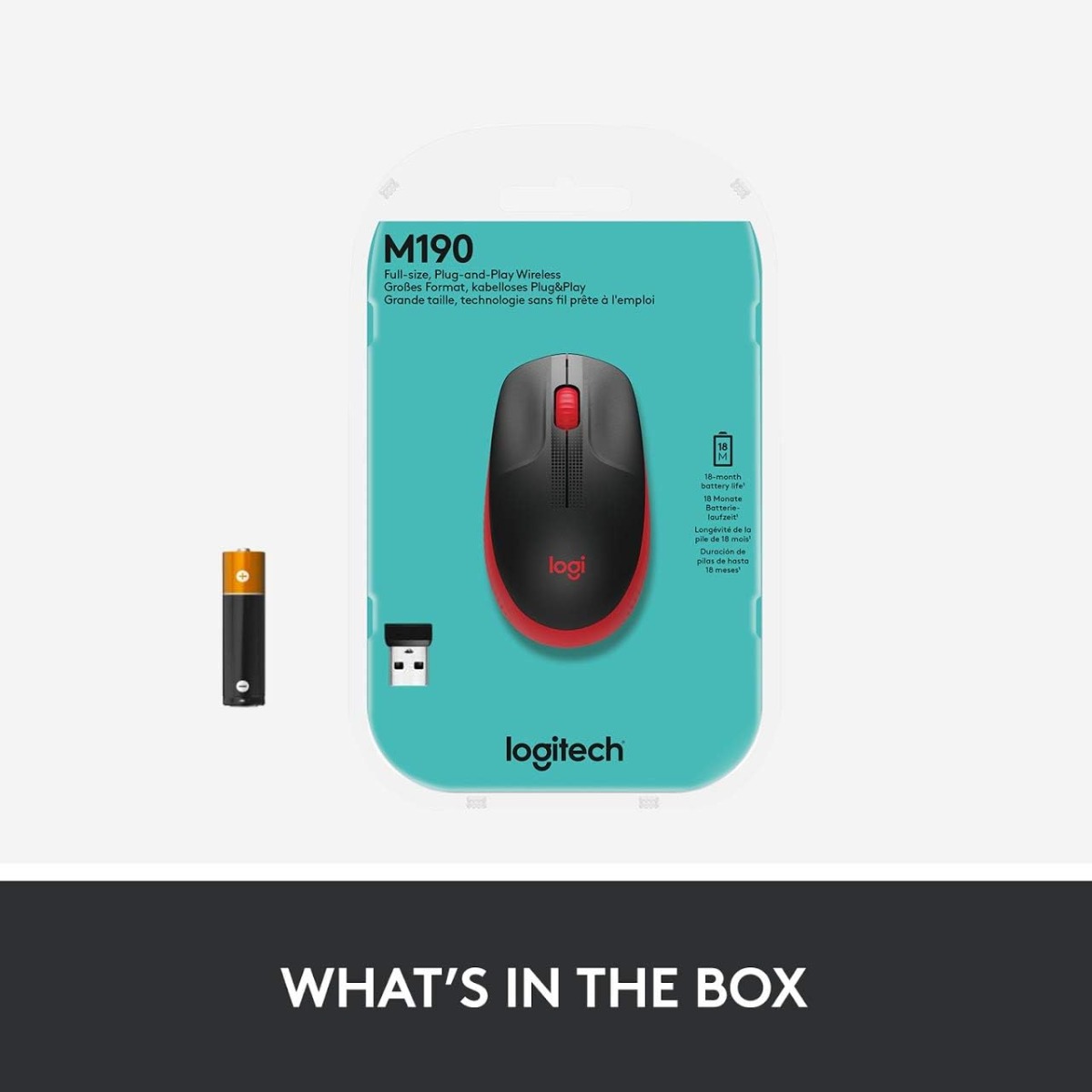 Logitech Wireless Mouse , Red - M190