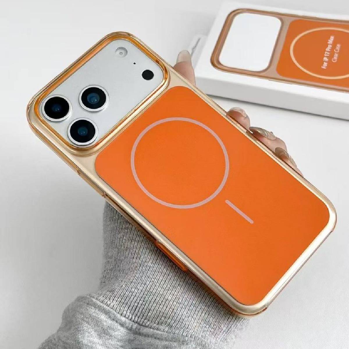 Lanex Premium textured back surface Back Cover foriPhone 17 Pro Max ,Orange