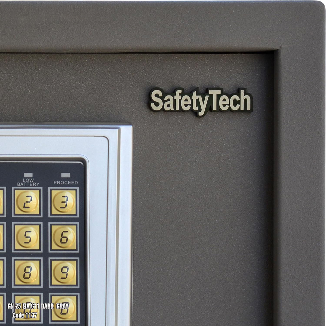 Safety Tech Digital Electronic with Key Lock Safe Box ,25 Liter ,Gray - GN25 EIA 611