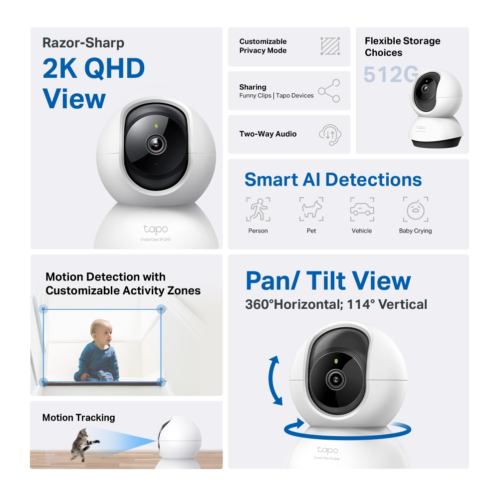 Tp-Link Tapo C220 Indoor Camera , 4 megapixels , White
