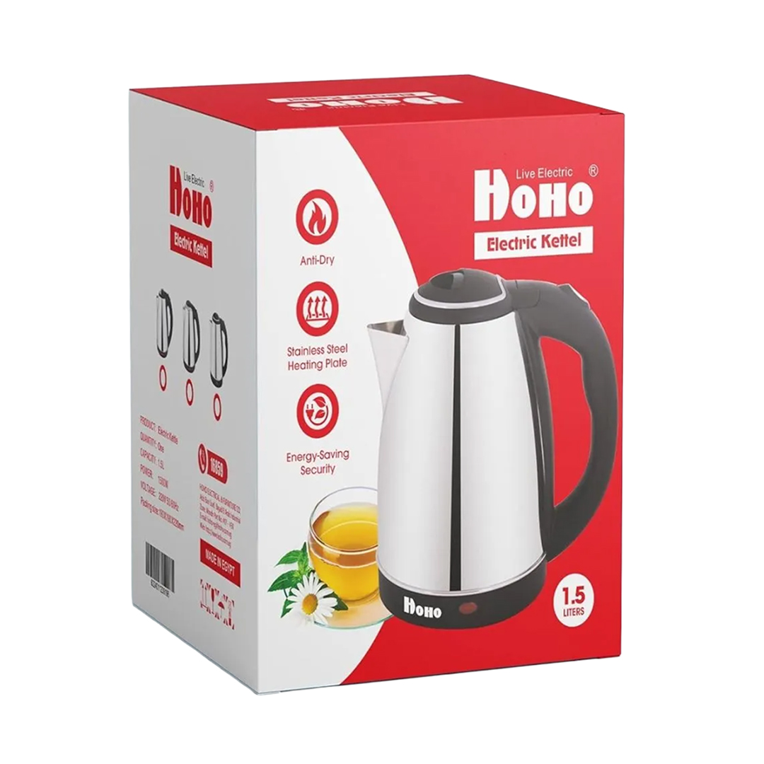 Hoho Stainless steel Electric Kettle , 1.5 Liter 1500 Watt , Multi Color