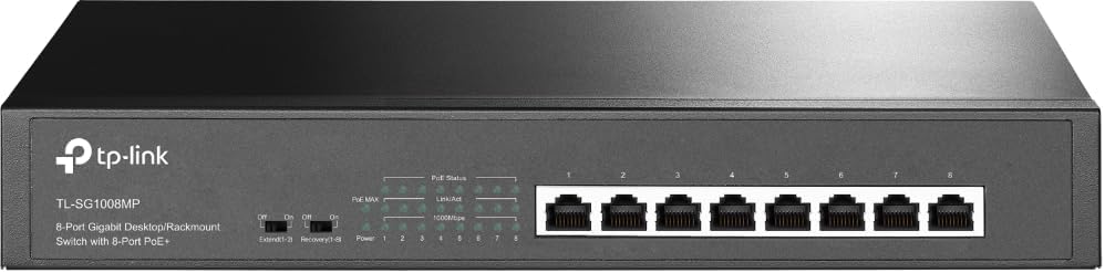 Tp-Link Gigabit Switch , 8 Ports , Black - TL-SG1008MP