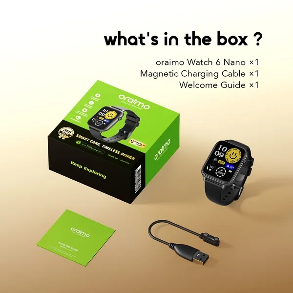 ساعة سمارت اورايمو 6N ، مقاس 1.83 بوصة ، اسود - OSW-8000N