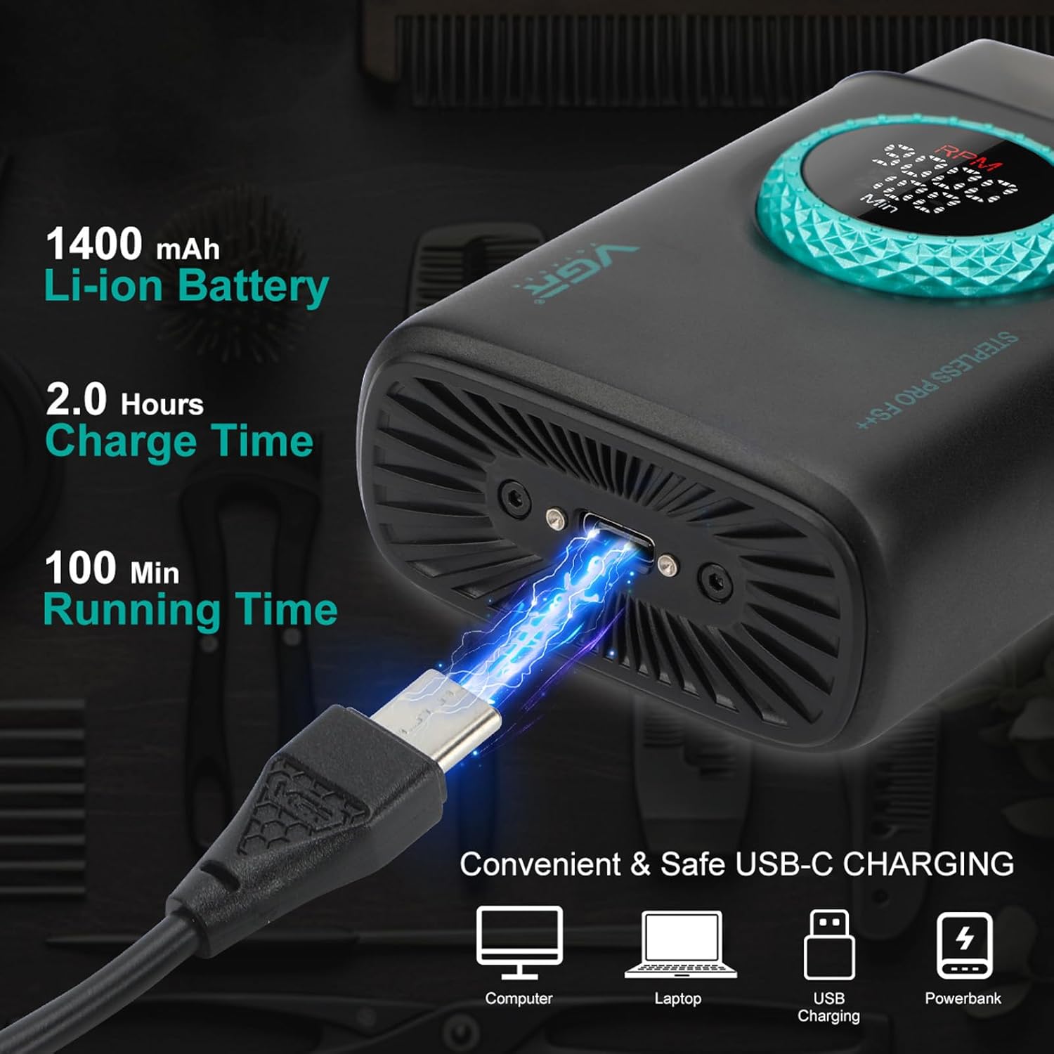 ماكينة حلاقة كهرباء في جي ار Professional ، احمر - V-377