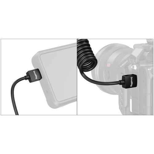 Smallrig Coiled HDMI Data Cable ,3.9 Inch ,Black - 4963