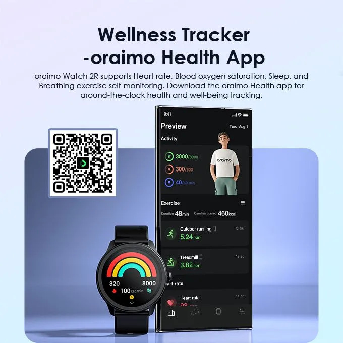 ساعة سمارت اورايمو 2R ، مقاس 1.39 بوصة ، اسود - OSW-30
