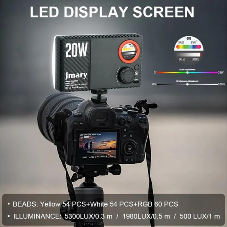 Jmary FM-180RGB LED Video Light ,20 Watt ,Black