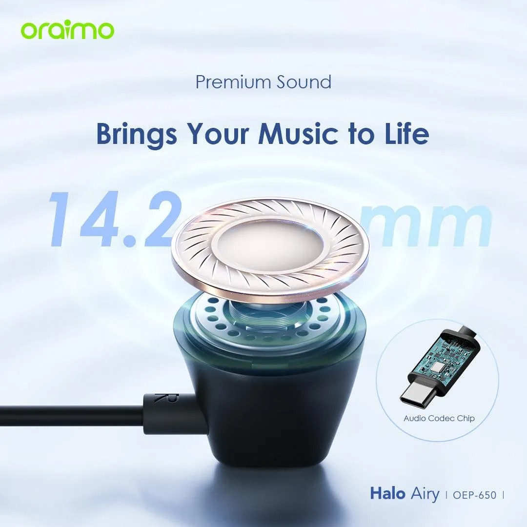 Oraimo Halo Airy Wired Earphones , Blue - OEP-650
