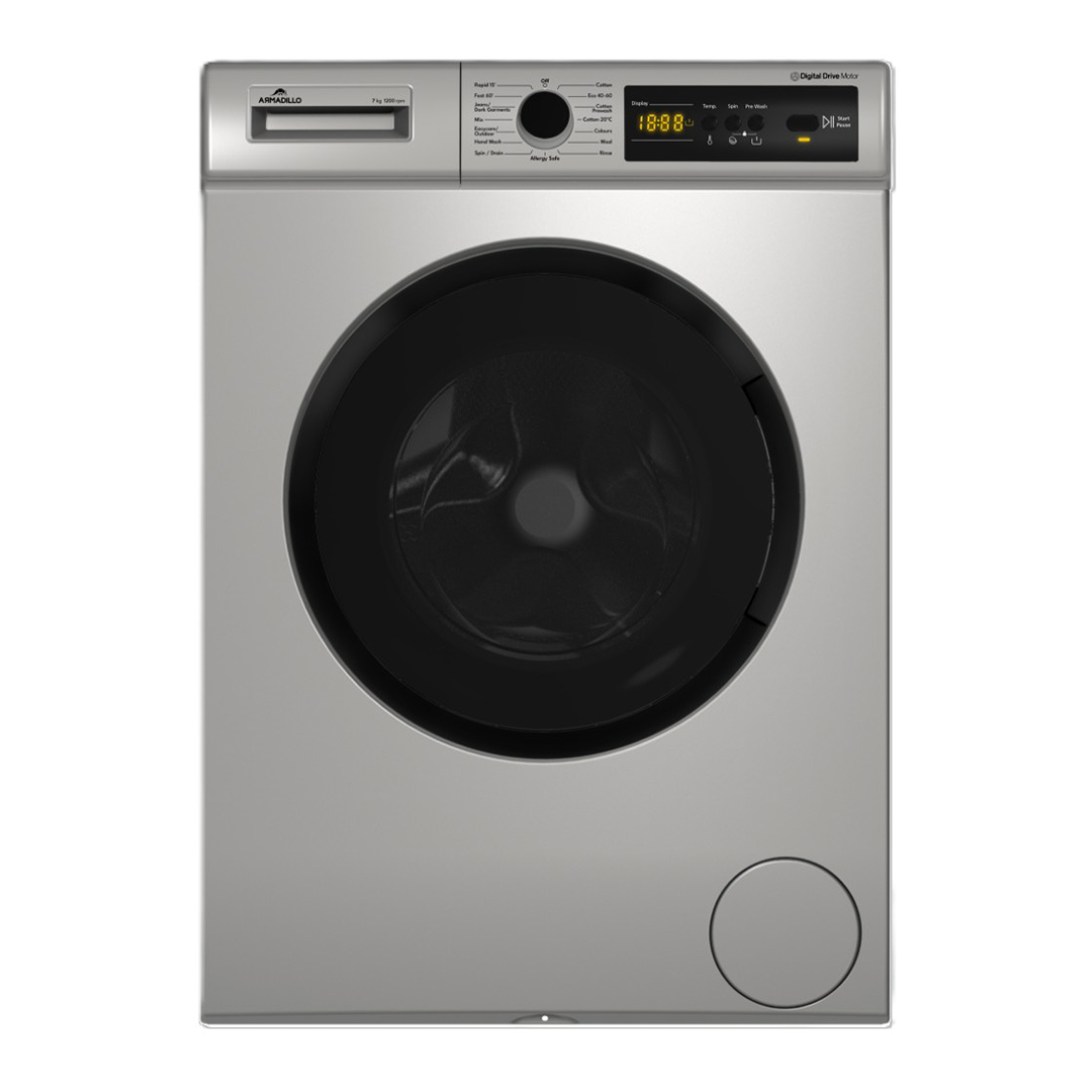 غسالة فول اتوماتيك انفرتر ارماديللو ، سعة 7 كجم ، فضي غامق - ARM-FL-7K-1200DS