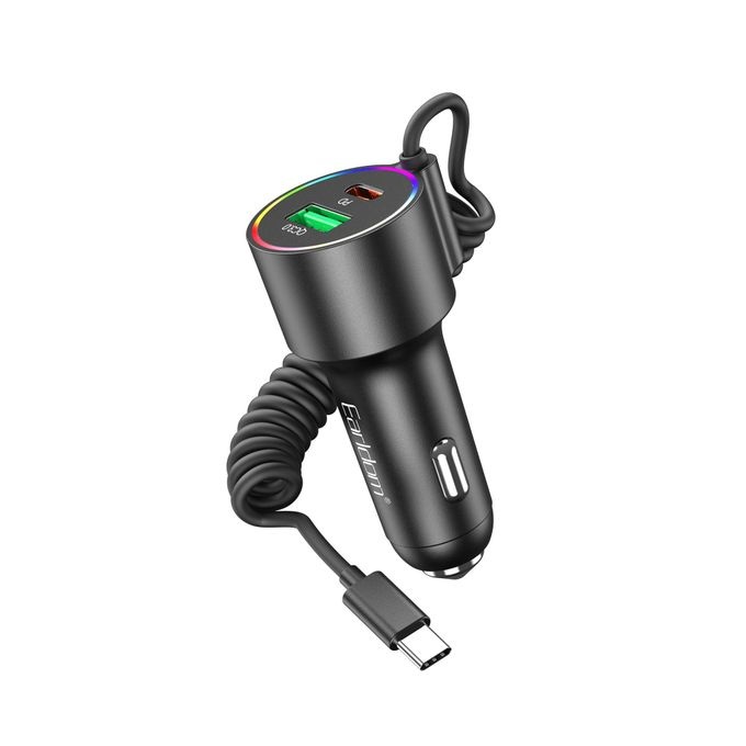 Earldom Car Charger with Cable Type C , 2 Ports , Dual Ports Type C and A , 83 Watt , Black - ES-CC44