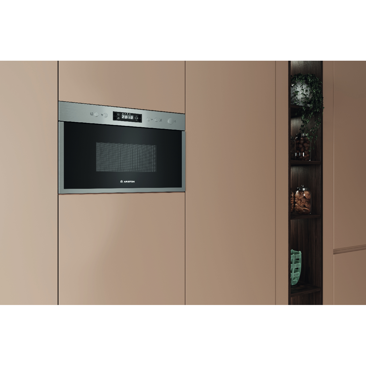 Ariston Built In Microwave Oven with Grill 22 Liter 1700 Watt , Black Silver - AM 212 XA