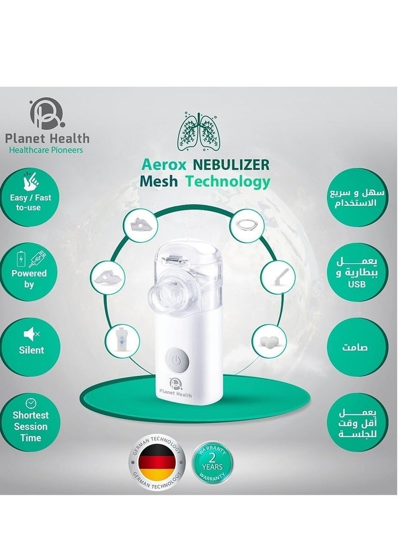 Planet Health Aerox USB, and AA Batteries Nebulizer , White