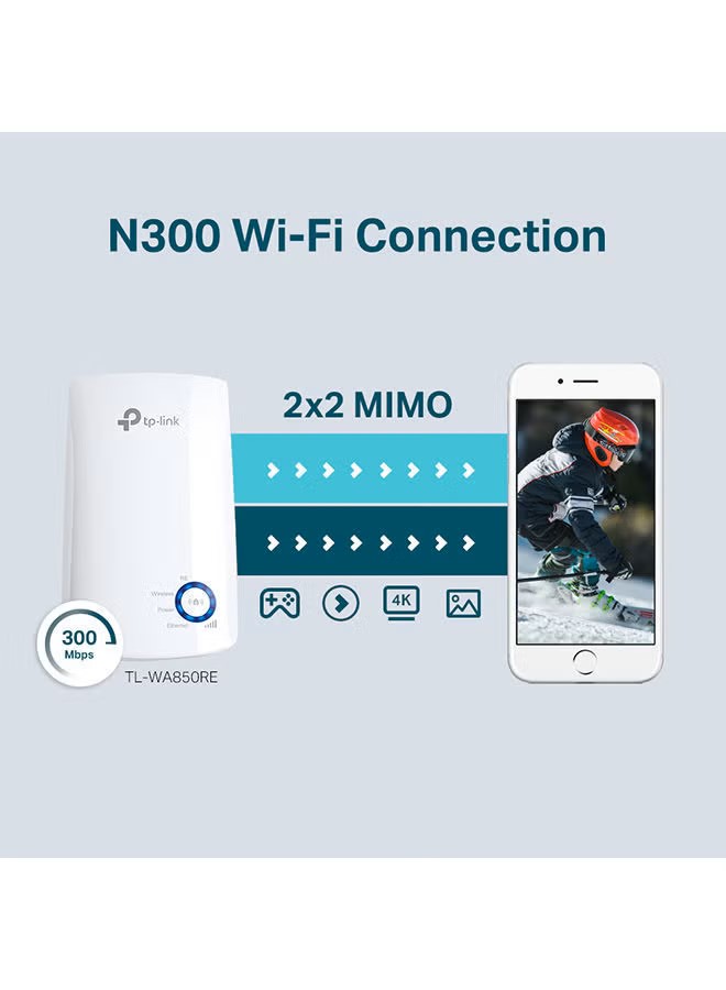Tp-Link Wifi Extender , White - TL-WA850RE