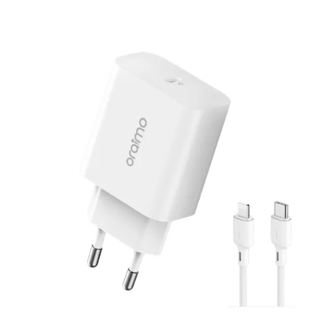 Oraimo PowerCube 20 Wall Charger with Lightning Cable , 1 Ports Type C , 20 Watt White - OCW-E106S+CL55